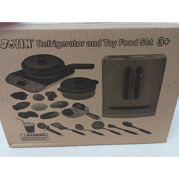 Joyin Refrigerator and Toy Food Set Kids Kitchen Playset Cookware 20pc New - Picture 3 of 8